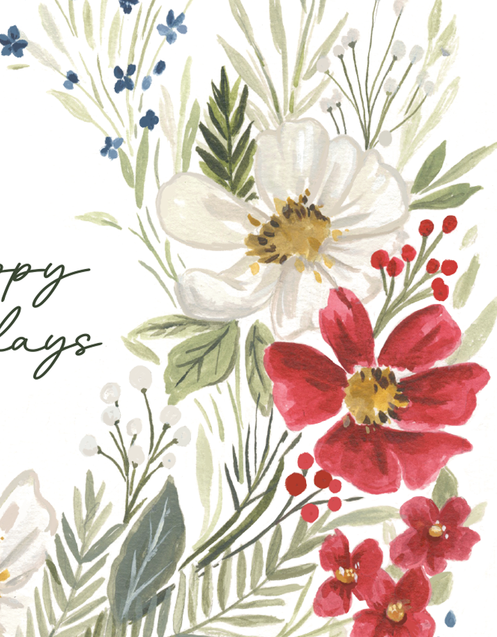 Jessica Frasz Studio - Wholesale Christmas Card - Vintage Christmas 2025 | Floral Christmas Card greetings
2