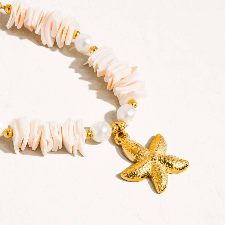 Multi Colored Thelma 18K Gold Non-Tarnish Shell Star Necklace for wholesale on Faire