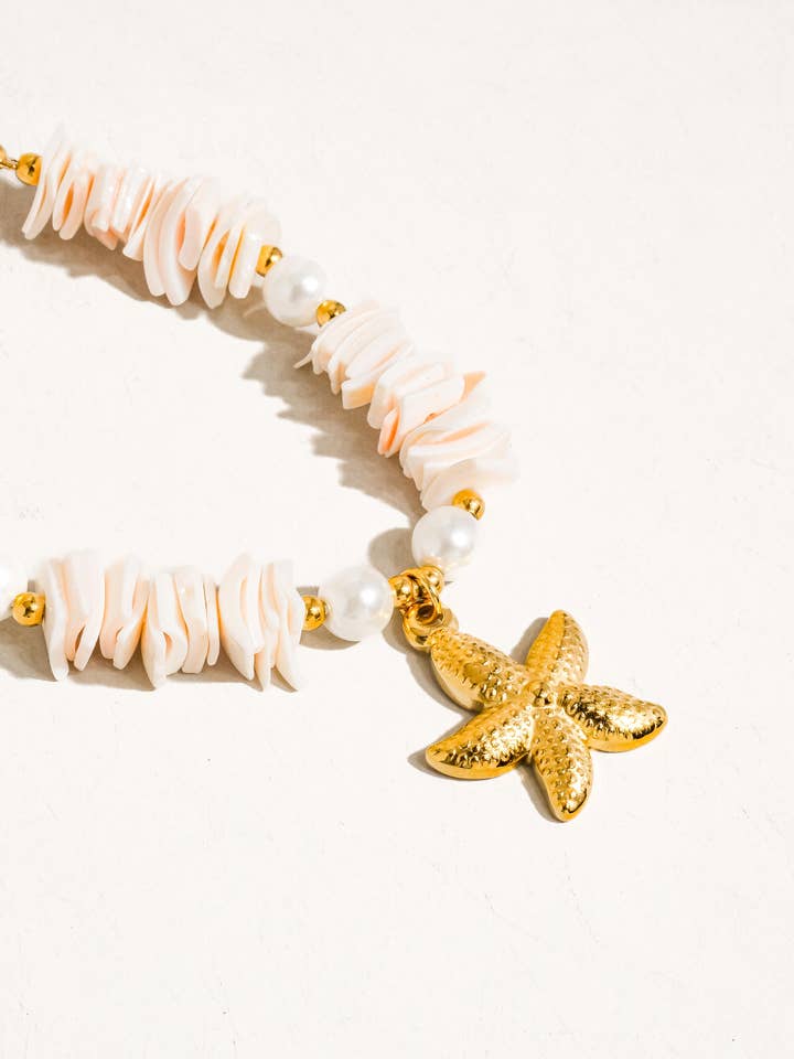 Thelma 18K Gold Non-Tarnish Shell Star Necklace for wholesale by Flânerie by MAIQ