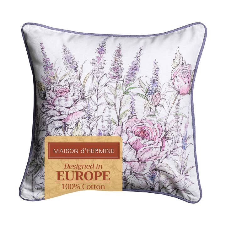 Decorative Throw Pillow Cover - Rose Lavender Sage - Lp for wholesale by Maison d'Hermine - Design in Every Thread