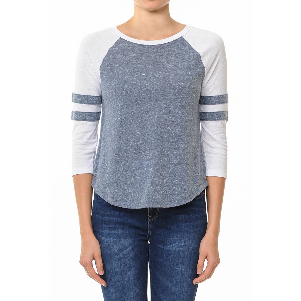 Paperdoll - Wholesale T-Shirt - Women's - VARSITY-STRIPED RAGLAN BASEBALL TEE1