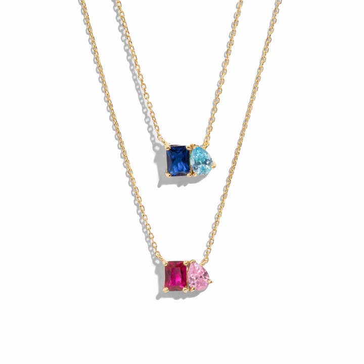 Custom Toi Et Moi Birthstone Necklace for wholesale by Sami Jewels