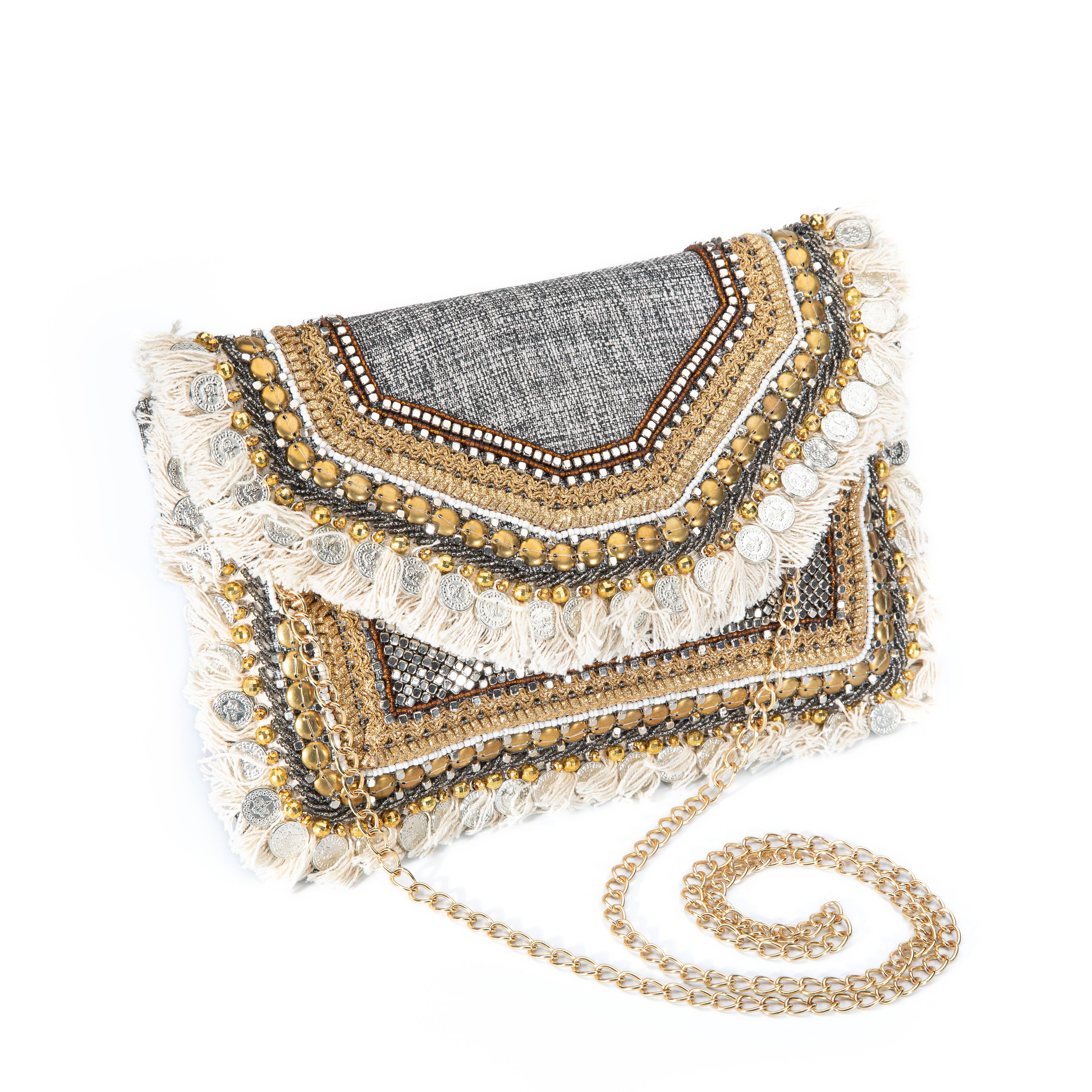 Samser Designs – Großhandel Clutch – Damen – Lina Gorgeous Fringe Clutchtasche für Damen4