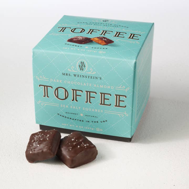Mrs. Weinstein's Toffee - Wholesale Toffee - 1 lb Dark Chocolate Almond Sea Salt Toffee Squares