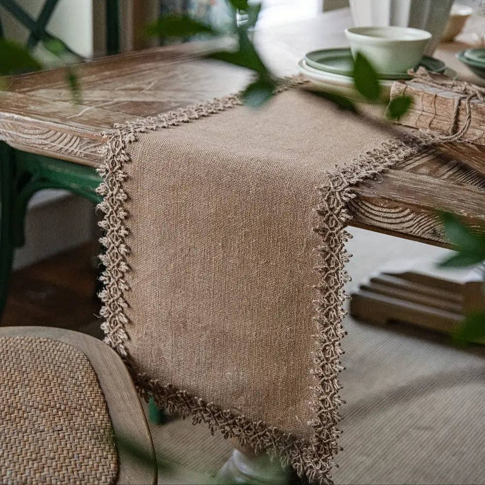 Huis Van Merken - Vendita all'ingrosso Runner - Runner da tavolo rustico in iuta naturale0
