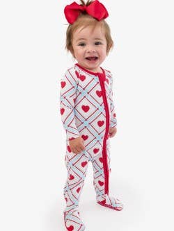 SoftSnooze™ Baby Cotton Modal Blue Sweetheart Plaid Footed One Piece Pajama
for wholesale by RuffleButts + RuggedButts