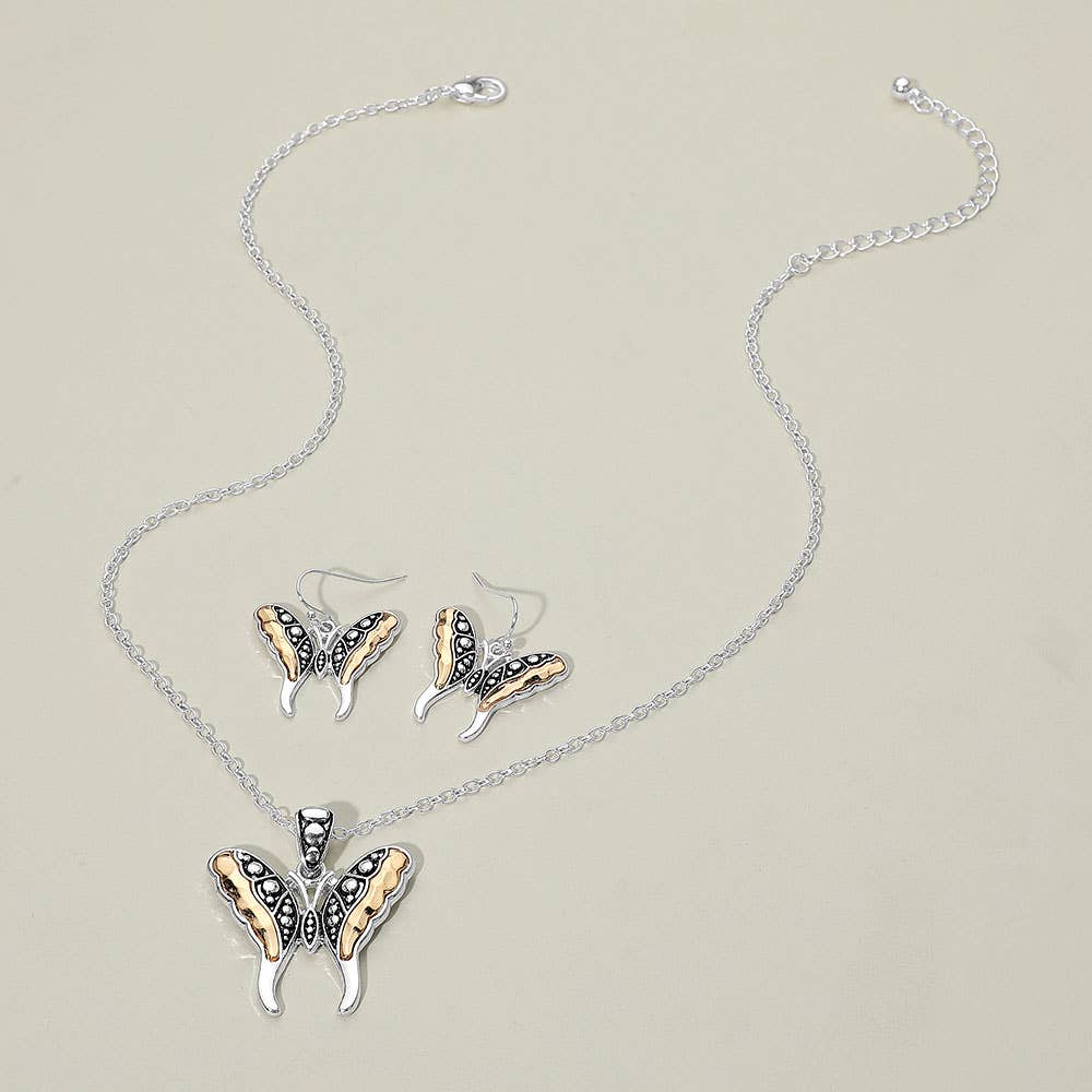 Sensibling Corp. - Wholesale Jewelry Set - Antique Metal Butterfly Pendant Necklace4