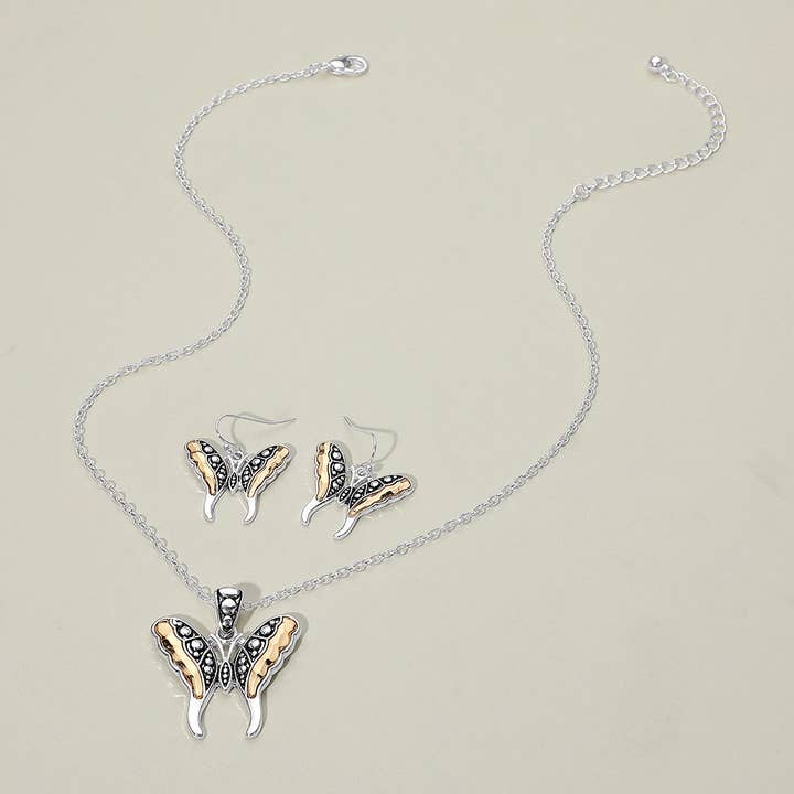 Sensibling Corp. - Wholesale Jewelry Set - Antique Metal Butterfly Pendant Necklace4