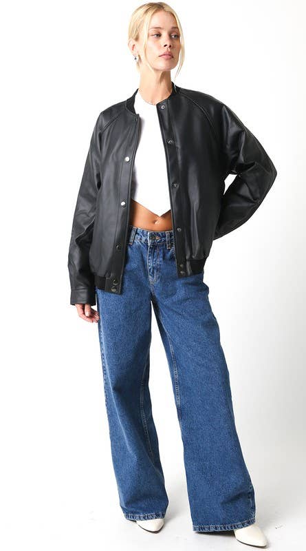 Black Harlow Bomber Jacket for wholesale on Faire1