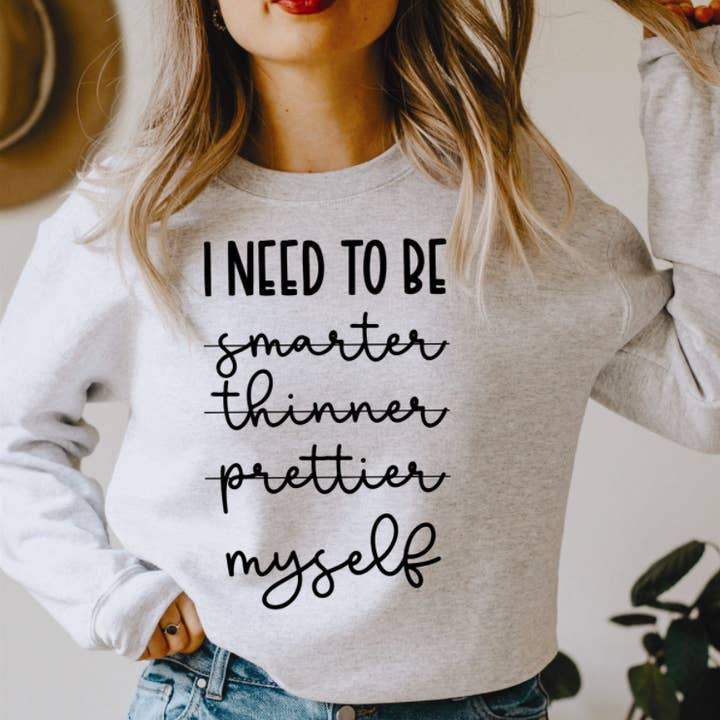 I Need To Be Myself Crew Sweatshirt for wholesale by Peach Closet