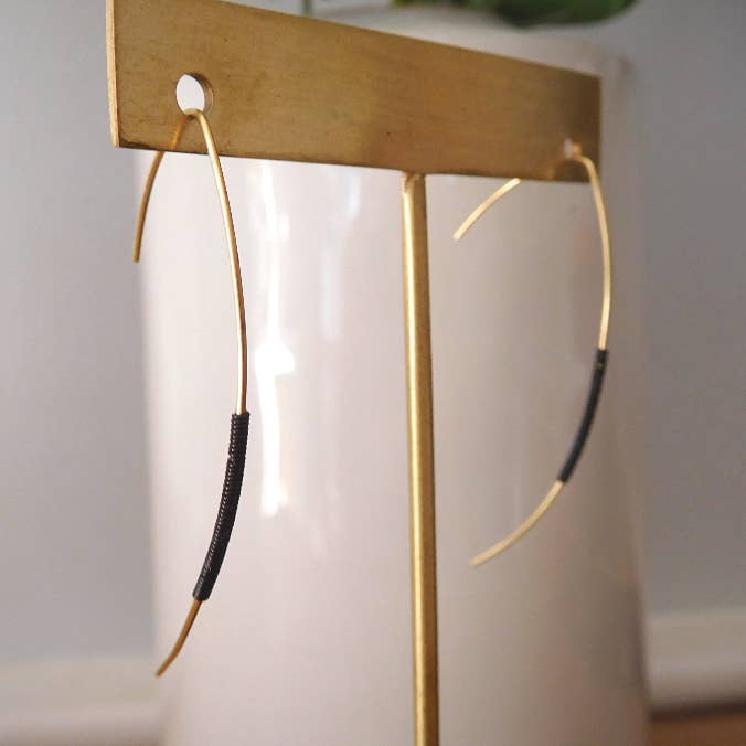 wire wrap black brass threaders earrings for wholesale by Enchantments by Kathy Welsh