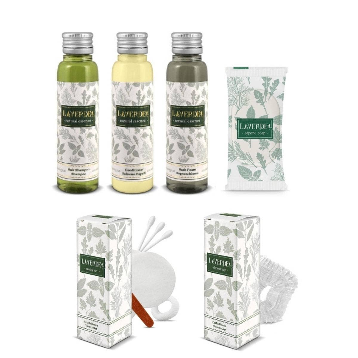 Flexi Amenities – Großhandel Bade- & Körperpflege-Set – Hotel-Amenities Laverde Gastgeschenk-Set mit Kräuterextrakten10