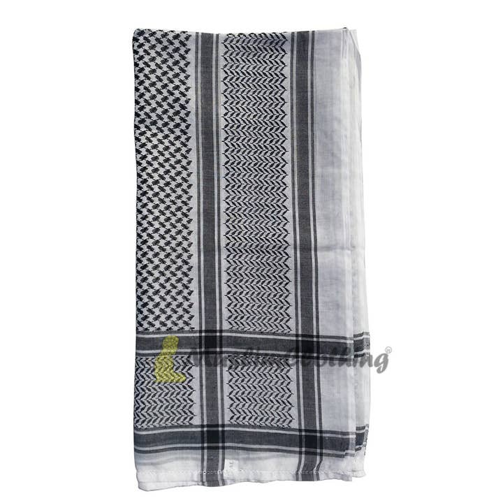 IndoMode - Wholesale Scarf - Unisex - Black White Keffiyeh Arafat Scarf Shemagh 120X120Cm