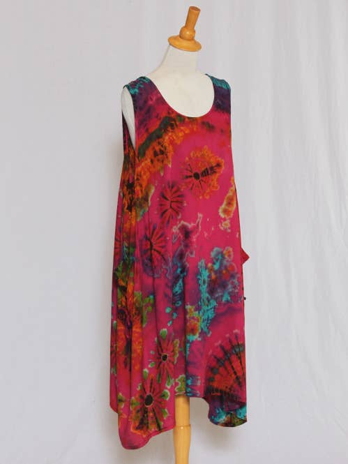 Vestido largo lateral elástico Tie Dye - Rojo para venta al por mayor de Zumi