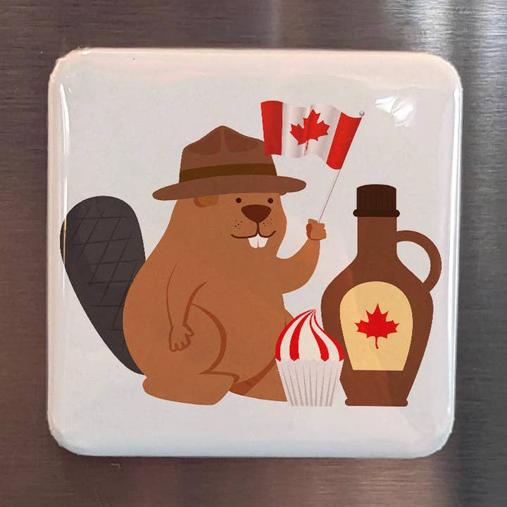 Aimant de réfrigérateur Castor avec sirop d'érable pour la vente par PhiloPerse