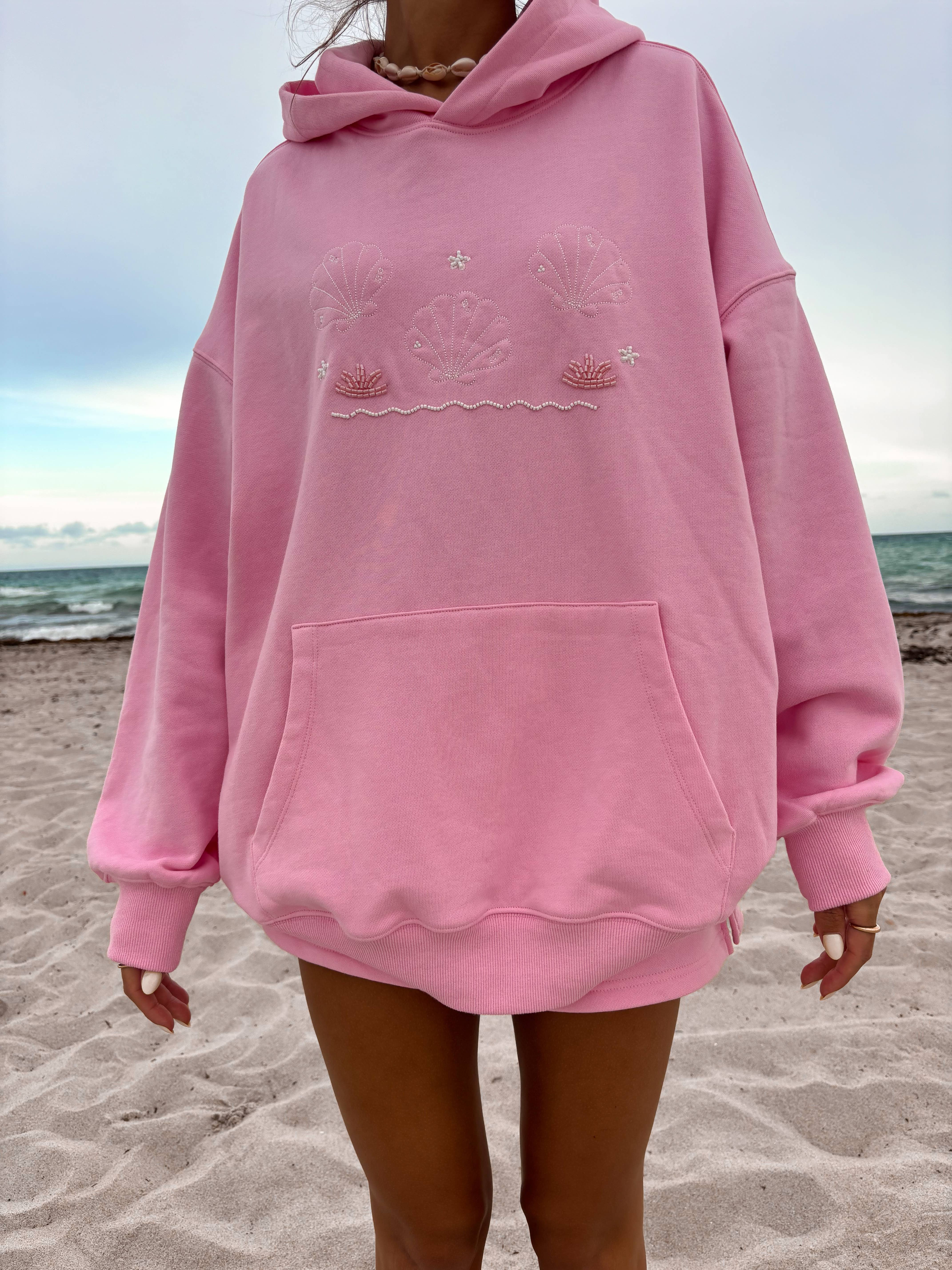 Lottie Pink Bikini Beaded Ocean Hoodie 100% Cotton for wholesale on Faire1