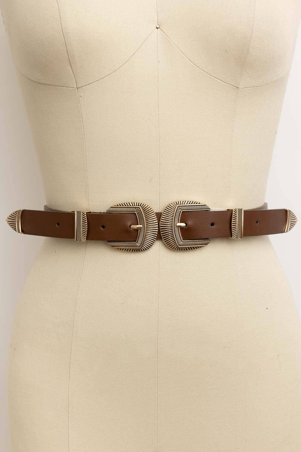 Leto Accessories - Wholesale Riem - Dames - Bestseller! - Riem van imitatieleer met dubbele gesp in westerse stijl3
