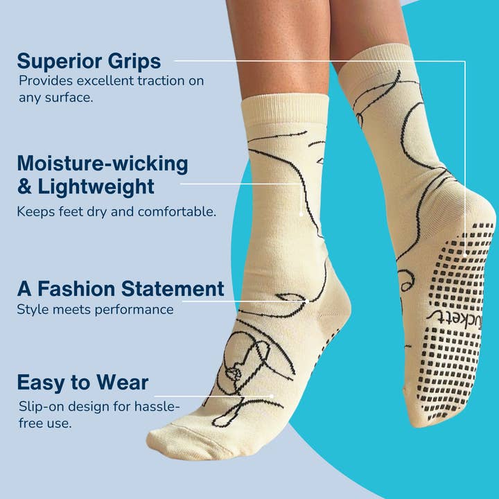 Tucketts - Wholesale Socks - Women's - Tucketts Crew Closed Toe - Cornsilk Sands Pilates Socks - Non-Slip Grip, Closed Toe, Barre & Yoga - Women's3