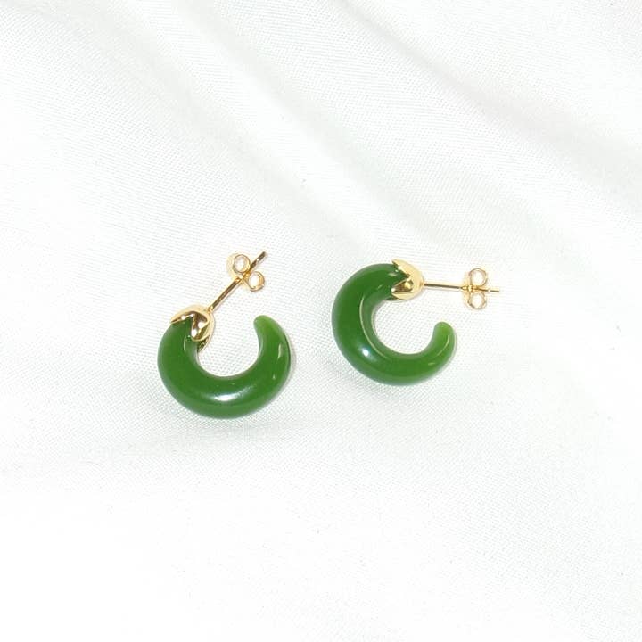 Lotus Haus Studio - Wholesale Hoop Earrings - Chili Jade-ish Hoops