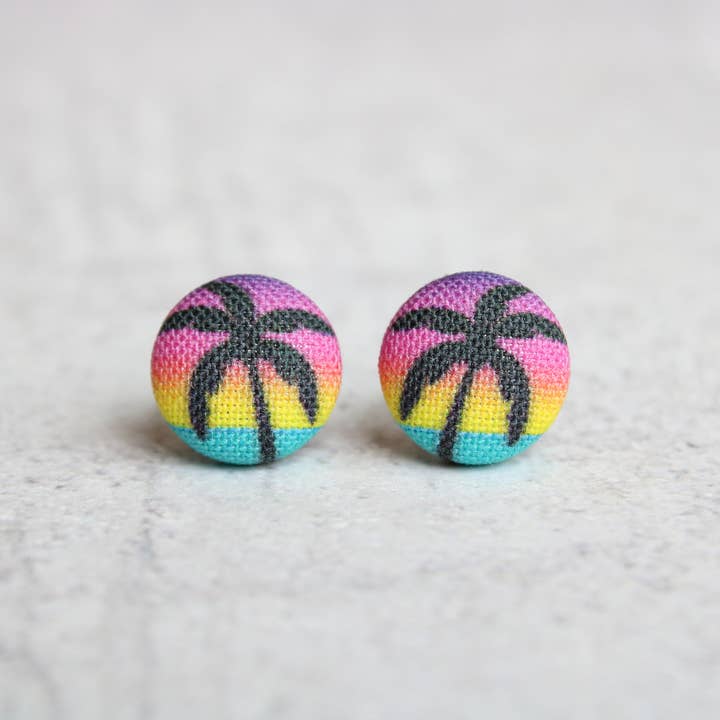 Rachel O's - Wholesale Stud/Post Earrings - Vacation Fabric Button Earrings