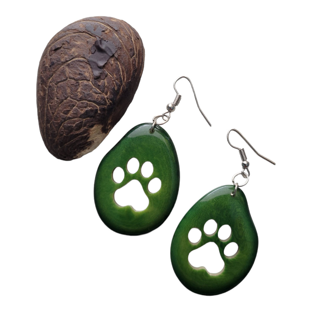 Organic jewelry by Allie - Wholesale Dangle Earrings - Paw print tagua nut earrings gift for pet parents13