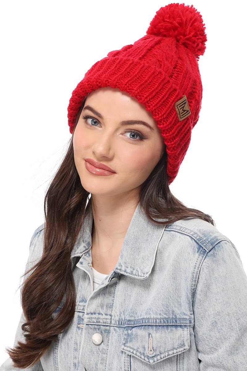Fashion City - Wholesale Beanie - Women's - Winter Cable Knit Beanie Hat with Fleece Lining2