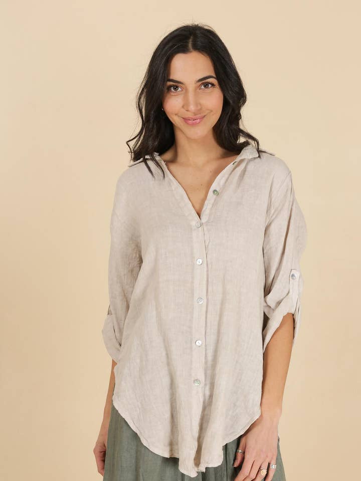 la maison des fibres naturelles - Wholesale Button Down Shirt - Women's - 100% linen shirt 620159