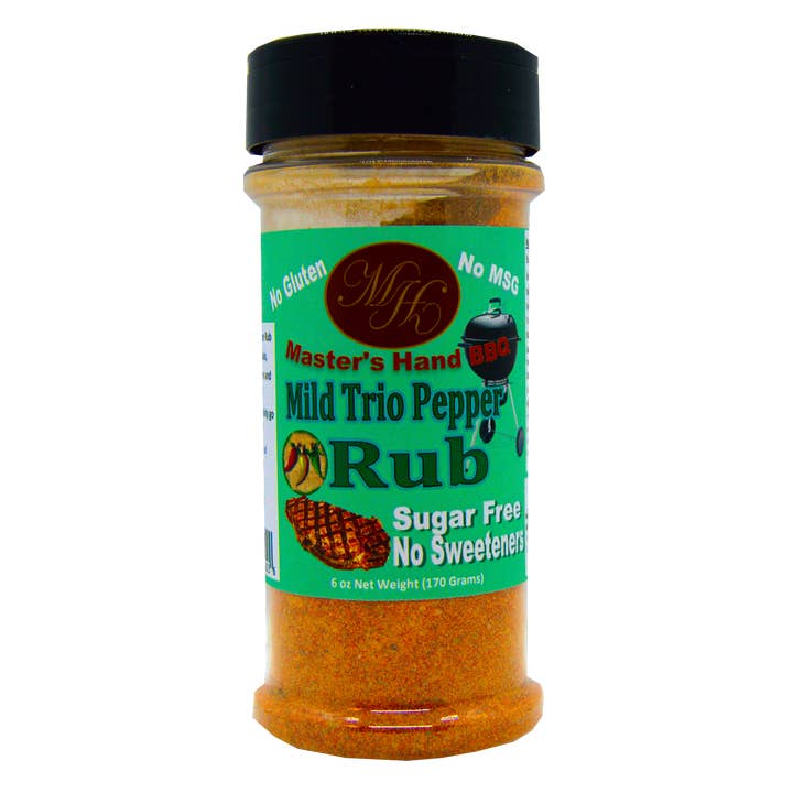 Trio Pepper Rub Mild 5oz Jar 30RTPM6 for wholesale by Master's Hand BBQ