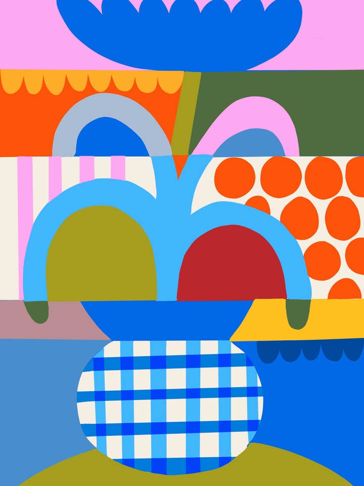 Impression d'art floral maxi en blocs de couleur pour la vente par Teresa Rego