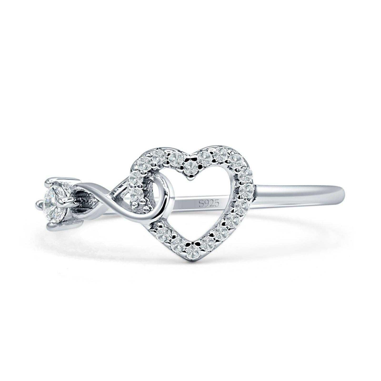 Heart & Infinity Ring Cubic Zirconia 925 Sterling Silver for wholesale on Faire0