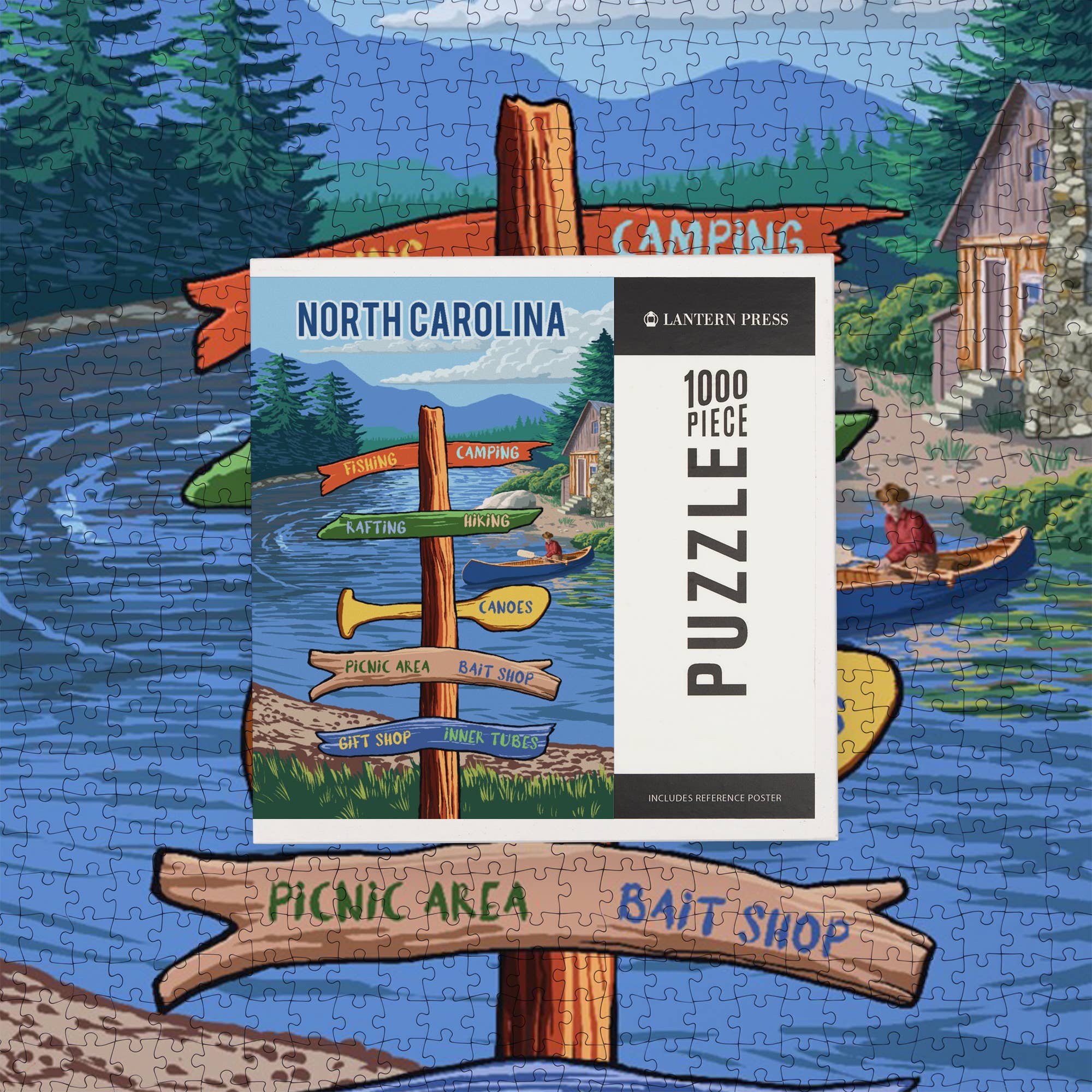 Lantern Press – wholesale Puzzle – Adult – 1000 PIECE PUZZLE North Carolina, Signpost, River6