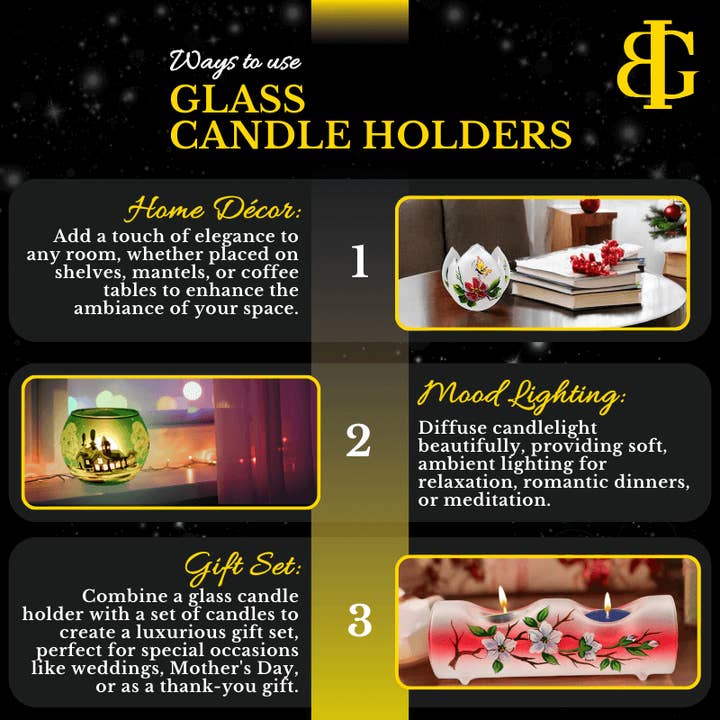 Glass by Iness - Wholesale Candle Holder - Small Frosted Glass Candle Holder, Hand Crafted in Ukraine, White Church Winter Wonderland, Wonderful Year Round11