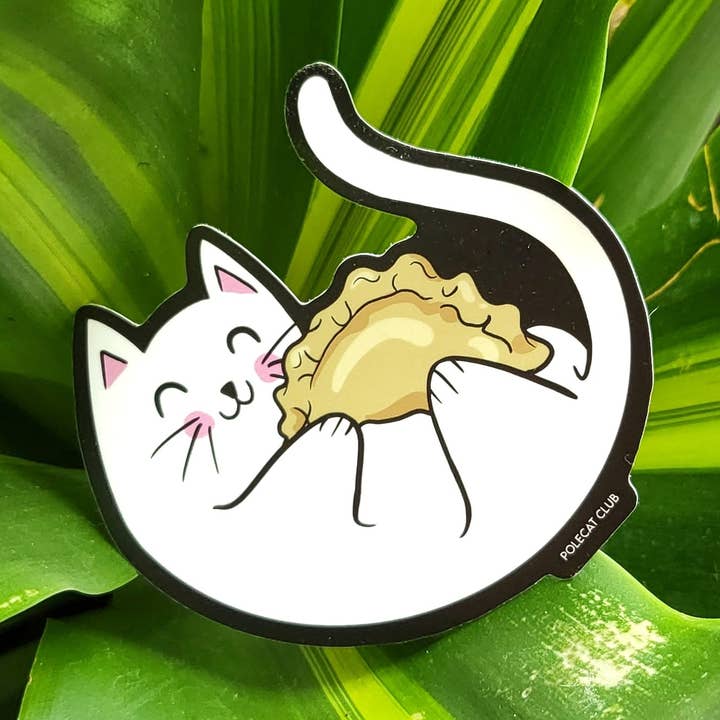 Cat Pierogi Polish Art Waterproof Dyngus Day Sticker for wholesale by Pole Cat Club