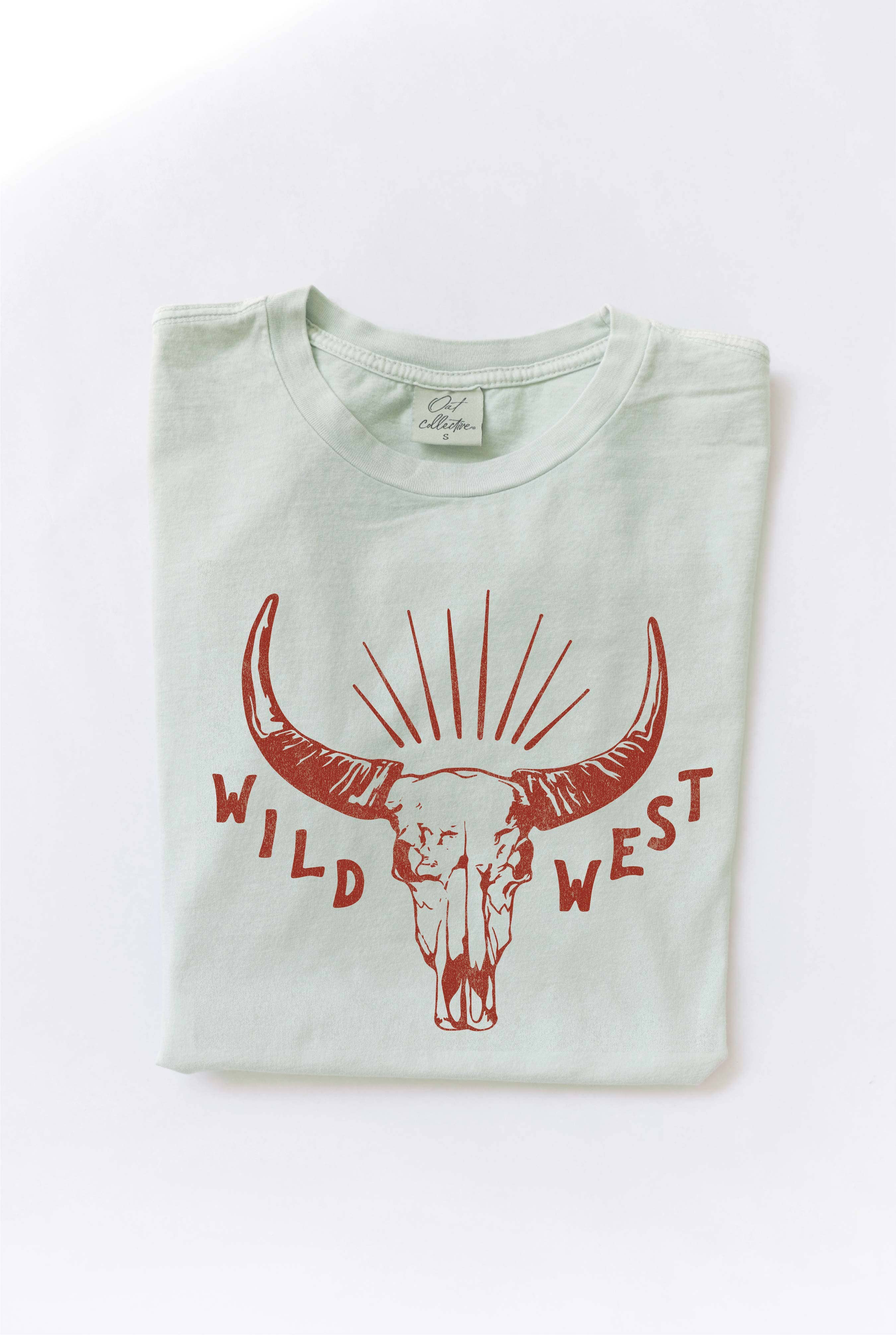 OAT COLLECTIVE - Wholesale Screen Printed T-Shirt - Women's - WILD WEST Mineral Washed Graphic Top2