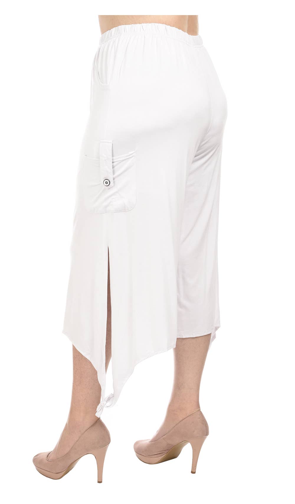 Pomme Rouge Paris - Wholesale Pants - Women's - White wide-leg capri pants plus size (B78&WHITE)1