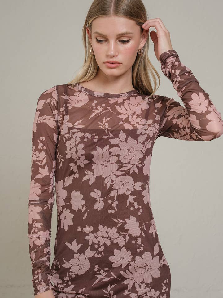 Robe moulante en maille florale - RD1220 pour la vente par RAISONNEL