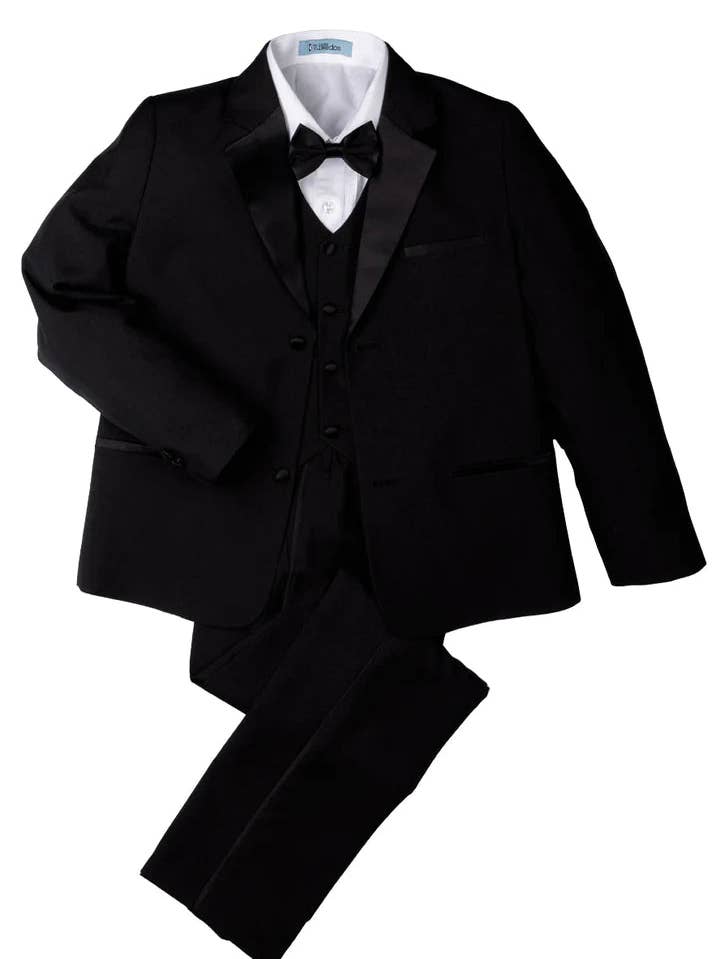 "Prodigy" Kids Black Tuxedo (5-Piece Set) and other Purchase Wholesale tuxedo. Free Returns & Net 60 Terms on Faire trending on Faire.