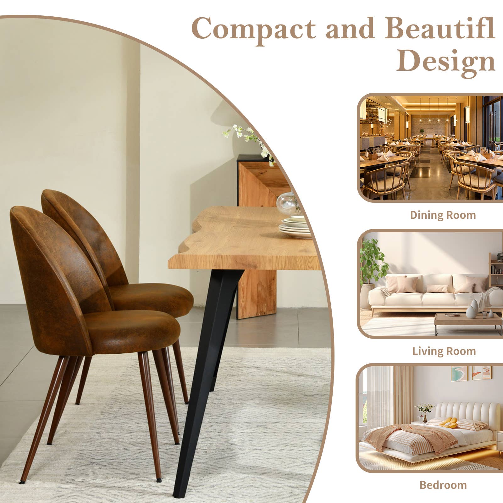 39F Inc. – Großhandel Stühle – Retro Industrieller Wildleder-Esszimmerstuhl (1 Stk.) - Metallbein13