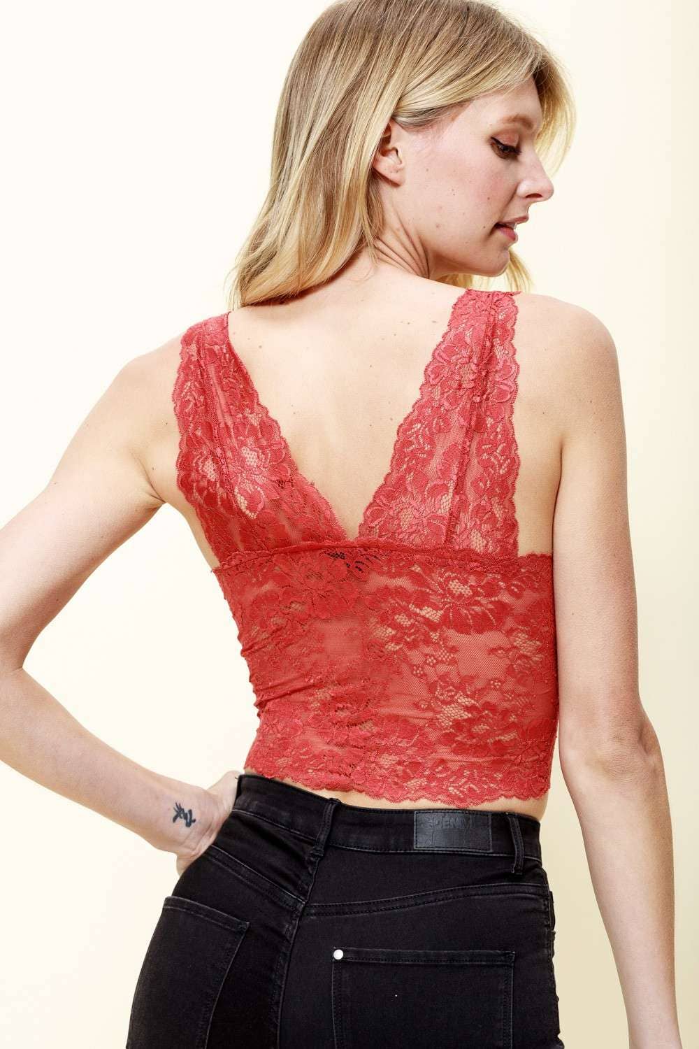 mittoshop - Vente Brassière – femme - C13073 - BRALETTE LONGUE REMBOURRÉE EN DENTELLE19