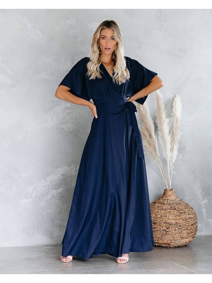 Peony Alley - Vendita all'ingrosso Vestito - Donna - Abito Blu Navy da Donna La Mere Wrap1