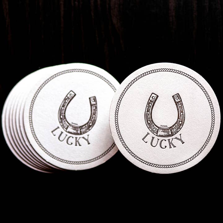Lucky U Coasters for wholesale by Ancesserie Letterpress