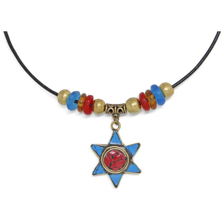 Pendentif Collier Étoile de David Judaica en Laiton Népalais Juif MT11C pour la vente par Sea Ranch Jewelry