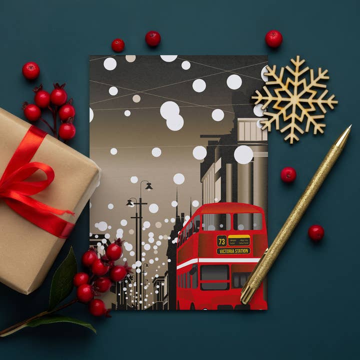 London Greeting Card, Oxford Street Christmas for wholesale by EYE FOR LONDON PRINTS