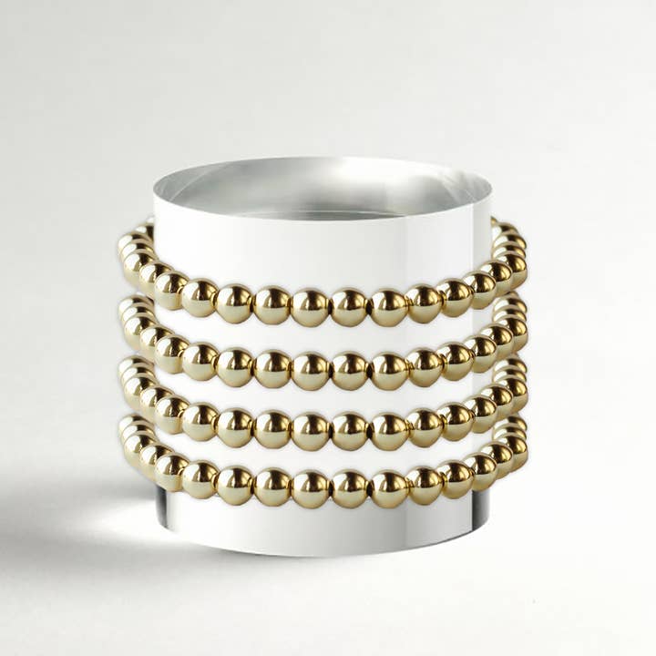 Lenny & Eva – wholesale Beaded bracelet – Layering Bracelets-6mm Gold Stacking Bracelets-Smooth