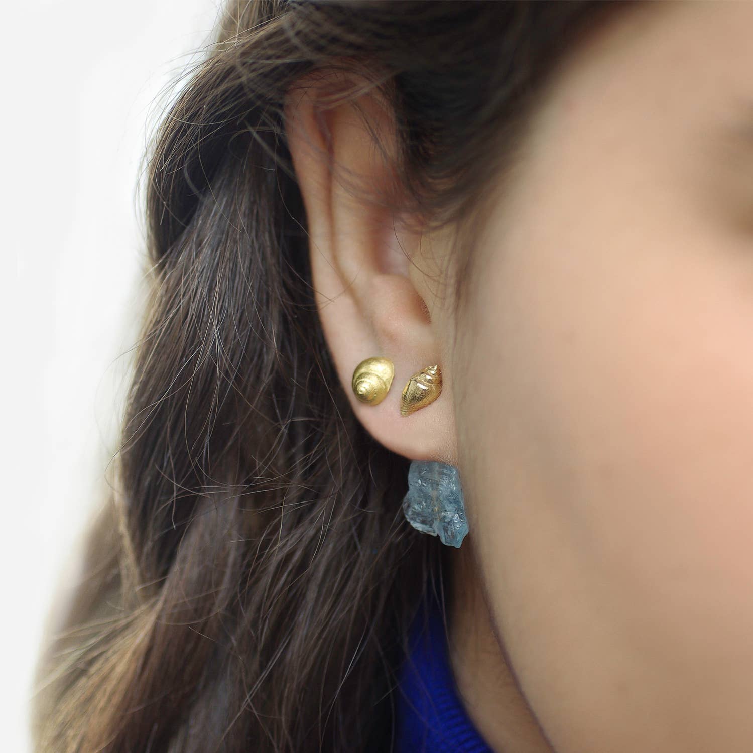 A MAR LIBRE - Venta al por mayor Pendientes de botón/aretes de poste - Caracoles y conchas de la bahía, aretes en plata de ley o plata vermeil4