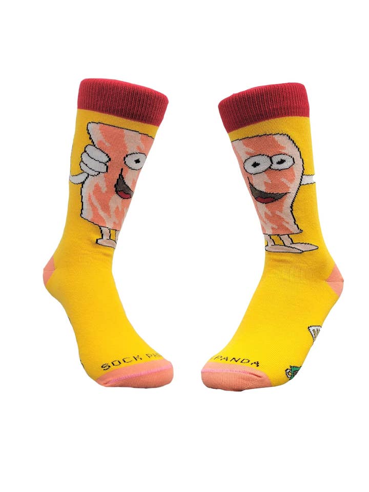 Sock Panda - Wholesale Socks - Unisex - Bacon and Eggs - The Ultimate Partnership Sock (Left / Right) from the Sock Panda (Adult Small)1