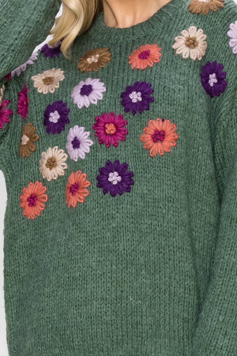 Joh Apparel - Wholesale Knit Sweater - Women's - Savita Knitted Crochet Flower Sweater6