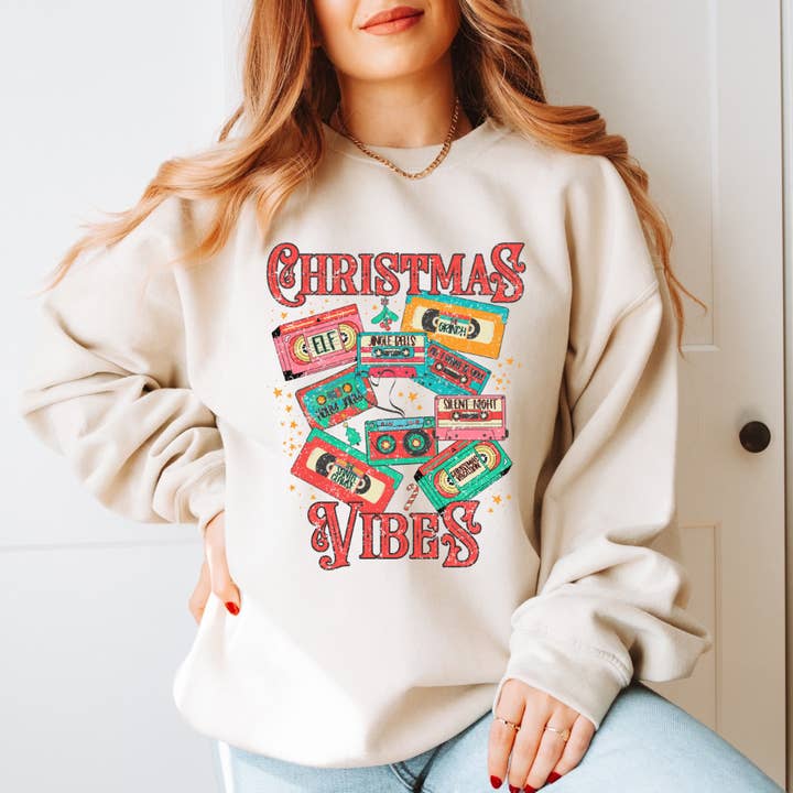 Christmas Tapes Sweatshirt for wholesale by Cozy Moon Co