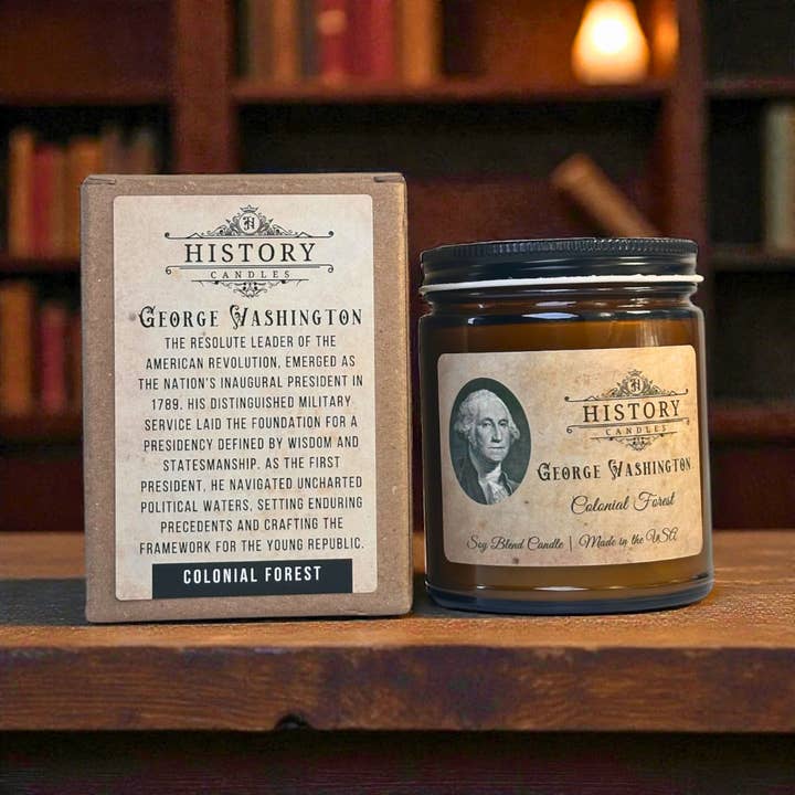 History Candles - Wholesale Jar/Filled Candle - GEORGE WASHINGTON Candle | Gift Shop Memorabilia 1