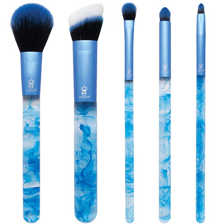 MŌDA® Blue Smoke Show Full Face 5pc Makeup Brush Kit for wholesale by Royal Brush Mfg. Inc.